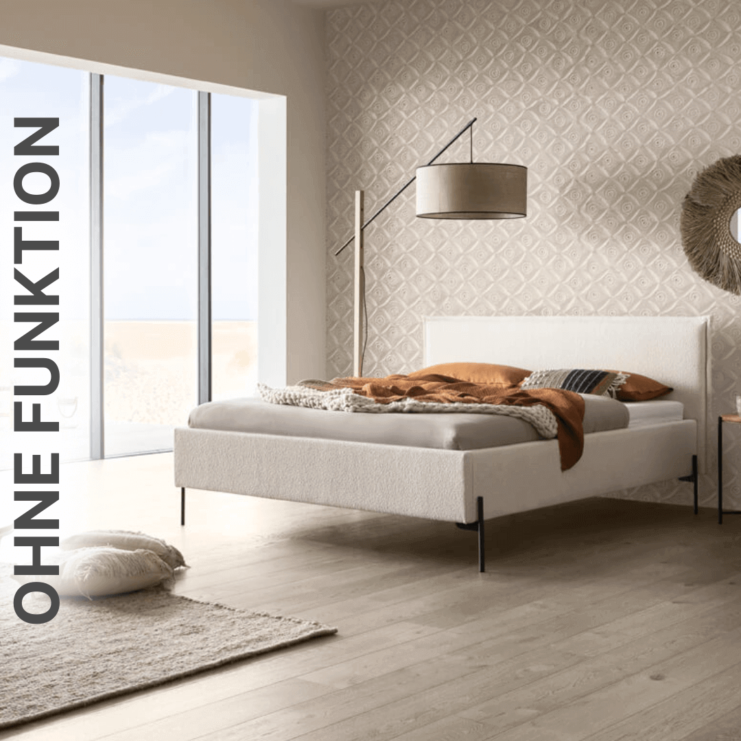 Polsterbett mit durchgestrichenem Kreuz in rot und Aufschrift